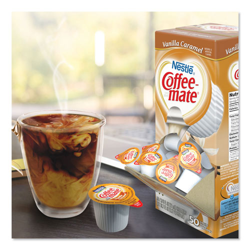 Coffee-Mate® Liquid Coffee Creamer, Vanilla Caramel, 0.38 oz Mini Cups, 50/Box