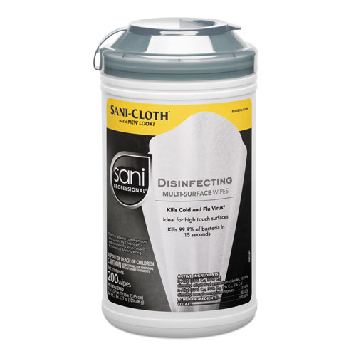 Nice-Pak Disinfecting Multi-Surface Wipes, 7 1/2 x 5 3/8, 200/Canister, 6/Carton