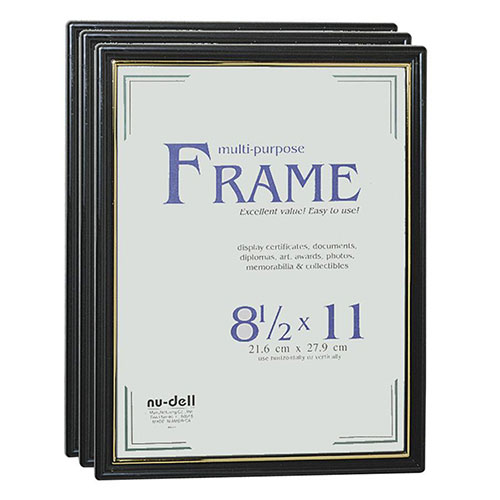 Nudell Plastics Document Frame, Easy Slide In Feature, 8 1/2"x11", Black