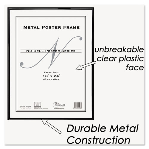 Nudell Plastics Metal Poster Frame, Plastic Face, 18 x 24, Black