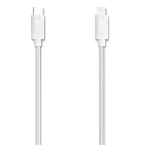 NXT Technologies™ Braided Apple Lightning Cable to USB-C Cable, 6 ft, White