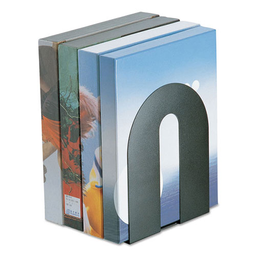Officemate Heavy Duty Bookends, Nonskid, 8" x 8" x 10", Steel, Black