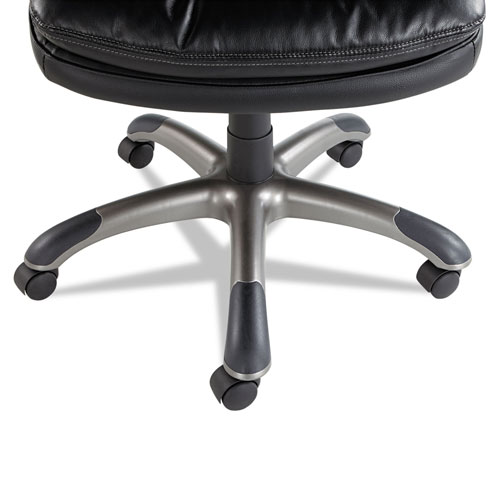 OIF Executive Swivel/Tilt Leather High-Back Chair, Supports up to 250 lbs., Black Seat/Black Back, Black Base