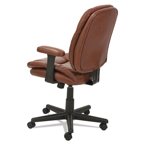 OIF Swivel/Tilt Leather Task Chair, Supports up to 250 lbs., Chestnut Brown Seat/Chestnut Brown Back, Black Base