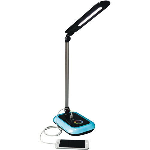 OttLite Wellness Desk Lamp - 8 W LED Bulb - Touch-activated, Adjustable Arm, USB Charging, Adjustable Brightness, Adjustable Shade - 450 lm Lumens - Desk Mountable - Black, Black - for Tablet, Phone