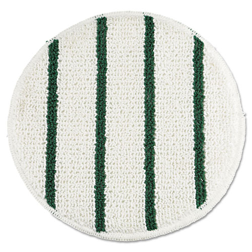 Rubbermaid Low Profile Scrub-Strip Carpet Bonnet, 19" Diameter, White/Green, 5/Carton