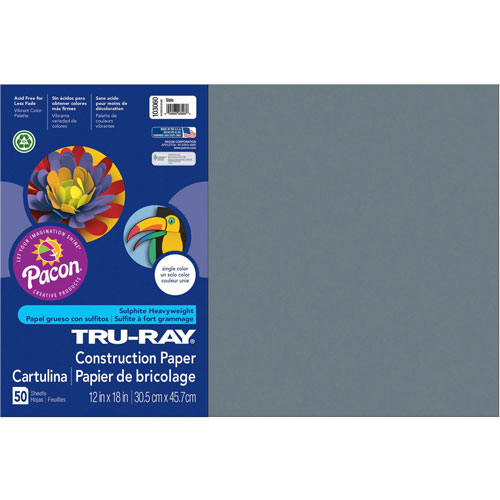 Pacon Construction Paper, 12 x 18, Slate, 50 Sheets