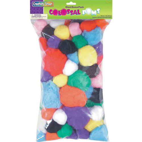 Creativity Street Colossal Pom Poms, Assorted Size and Color