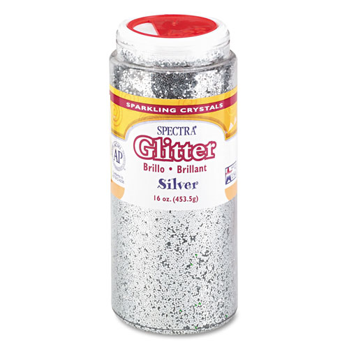 Pacon Spectra Glitter, .04 Hexagon Crystals, Silver, 16 oz Shaker-Top Jar