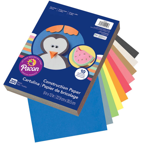 Pacon Economy Construction Paper, 200 sheet, 9"x 12", Assorted