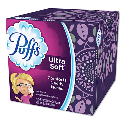 Puffs Ultra Soft Facial Tissue, White, 1 Cube, 56 Sheets