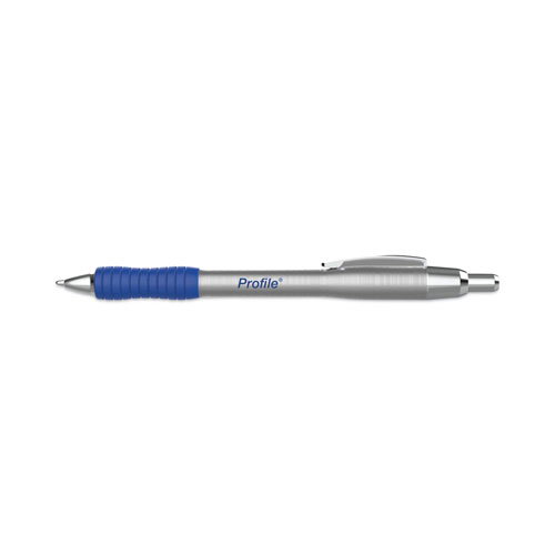 Papermate® Profile Ballpoint Pen, Retractable, Medium 1 mm, Blue Ink, Blue/Silver Barrel, 2/Pack