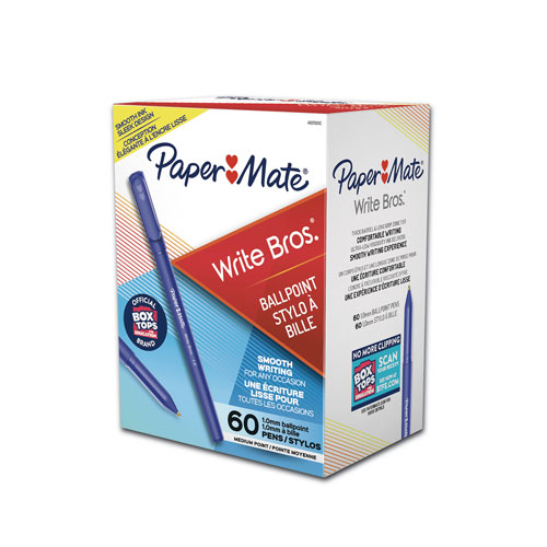 Papermate® Write Bros. Stick Ballpoint Pen Value Pack, Medium 1mm, Blue Ink/Barrel, 60/Pack
