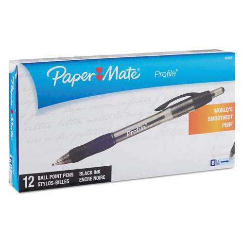 Papermate® Profile Retractable Ballpoint Pen, Bold 1.4mm, Black Ink/Barrel, Dozen