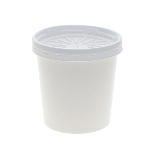 Pactiv Paper Round Food Container and Lid Combo, 16 oz, 3.75" Diameter x 3.88h", White, 250/Carton