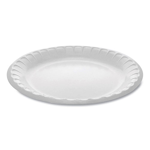 Pactiv Laminated Foam Dinnerware, Plate, 8.88" Diameter, White, 500/Carton