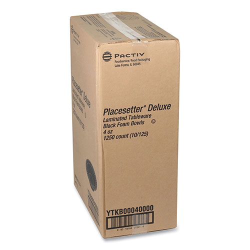 Pactiv Placesetter Deluxe Laminated Foam Dinnerware, Bowl, 4 oz, Black 1,250/Carton