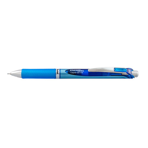 Pentel EnerGel RTX Retractable Gel Pen, Medium 0.7mm, Blue Ink, Blue/Gray Barrel