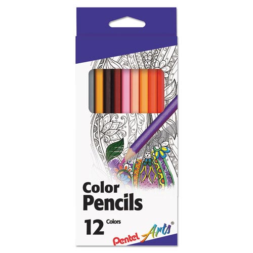 Pentel Color Pencils, Assorted Colors, 12/Set