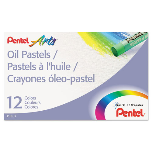 Pentel Oil Pastel Set With Carrying Case,12-Color Set, Assorted, 12/Set