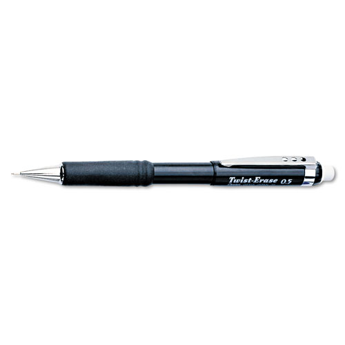 Pentel Twist-Erase III Mechanical Pencil, 0.5 mm, HB (#2.5), Black Lead, Black Barrel