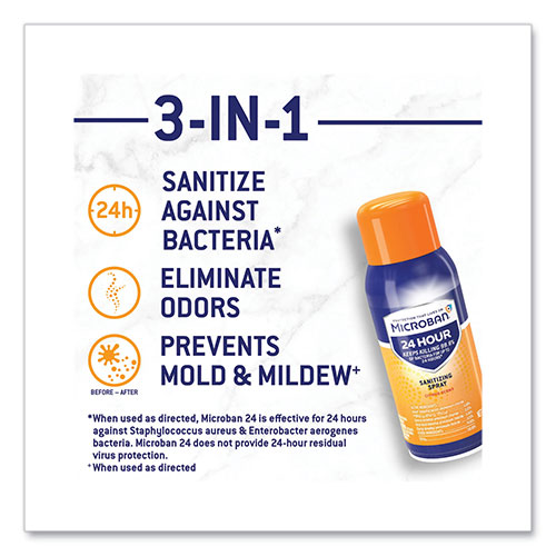 Microban 24-Hour Disinfecting Sanitizing Spray, Travel Size, Citrus Scent, 2.8 oz Aerosol Spray, 4/Pack