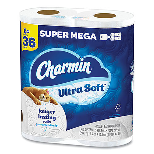 Charmin Ultra Soft Bathroom Tissue, Septic-Safe, 2-Ply, White, 336 Sheets/Roll, 18 Rolls/Carton