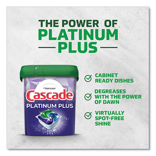 Cascade Platinum Plus ActionPacs Dishwasher Detergent Pods, 1.46 oz Bag, 30/Bag, 3 Bags/Carton