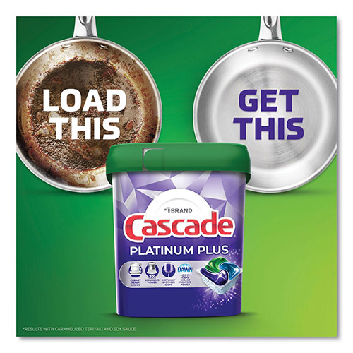 Cascade Platinum Plus ActionPacs Dishwasher Detergent Pods, 1.46 oz Bag, 30/Bag, 3 Bags/Carton