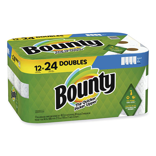 Bounty Select-a-Size Kitchen Roll Paper Towels, 2-Ply, 5.9 x 11, White, 90 Sheets/Double Roll, 12 Rolls/Carton