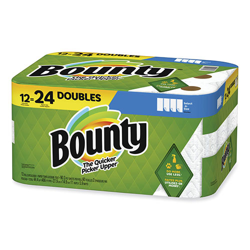 Bounty Select-a-Size Kitchen Roll Paper Towels, 2-Ply, 5.9 x 11, White, 90 Sheets/Double Roll, 12 Rolls/Carton
