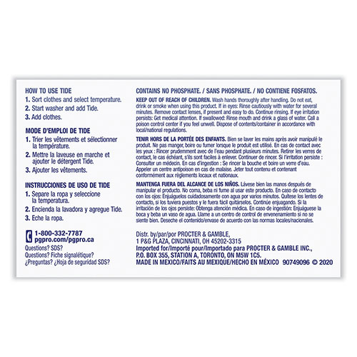 Tide Powder Laundry Detergent Plus Bleach, Original Scent, 1.4 oz Vending Box, 156/Carton