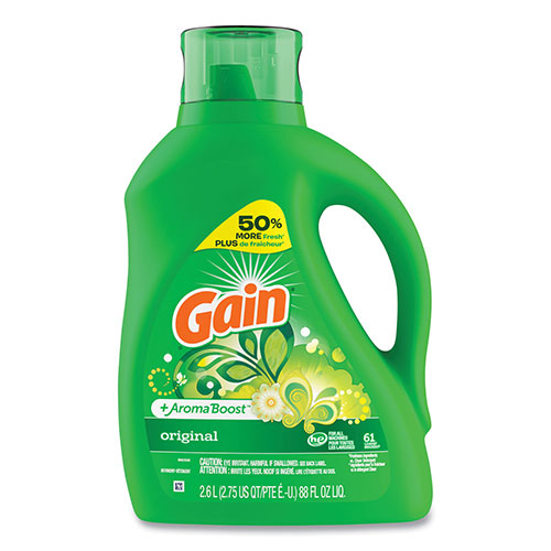 Gain Liquid Laundry Detergent, Gain Original Scent, 88 oz Pour Bottle, 4/Carton