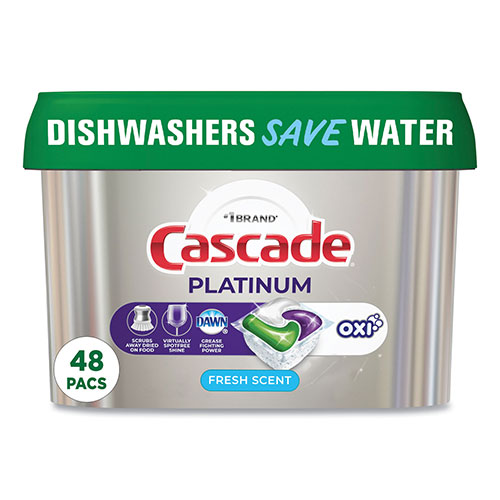 Cascade ActionPacs, Fresh Scent, 26.7 oz Tub, 48/Tub, 3 Tubs/Carton