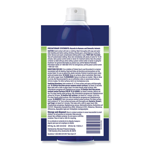Microban 24 Hour Disinfectant Aerosol Sanitizing Spray, 15 oz. Spray Bottle
