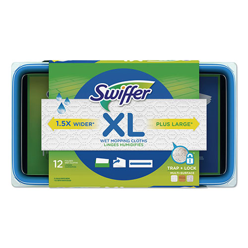 Swiffer Max/XL Wet Refill Cloths, 16 1/2 x 9, 12/Tub