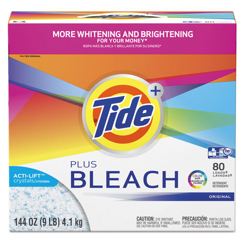 Tide Powder Laundry Detergent Plus Bleach, High Efficiency Compatible, 144 oz.Box (80 loads), 2/Case, 160 Loads Total
