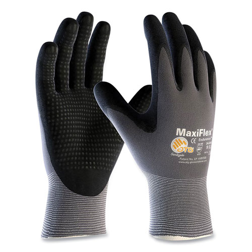 MaxiFlex® Endurance Seamless Knit Nylon Gloves, Large (Size 9), Gray/Black, 12 Pairs