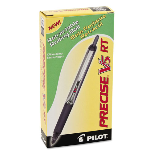 Pilot Precise V5RT Retractable Roller Ball Pen, 0.5mm, Black Ink/Barrel
