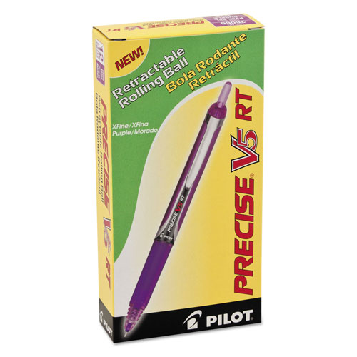Pilot Precise V5RT Retractable Roller Ball Pen, 0.5mm, Purple Ink/Barrel