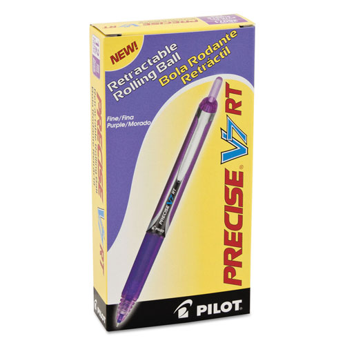 Pilot Precise V7RT Retractable Roller Ball Pen, Fine 0.7mm, Purple Ink, Purple Barrel