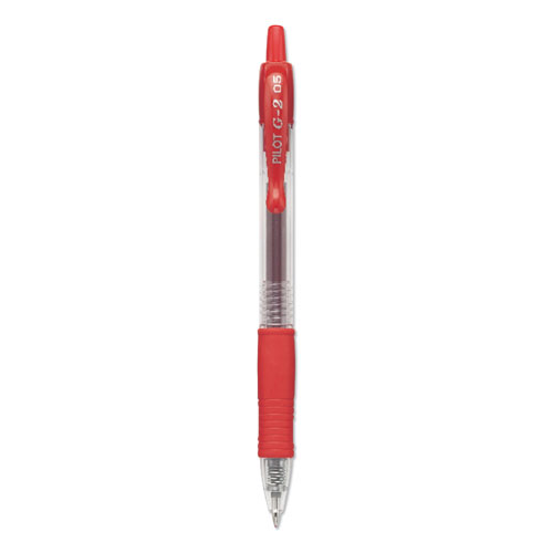 Pilot G2 Premium Retractable Gel Pen, 0.5mm, Red Ink, Smoke Barrel, Dozen