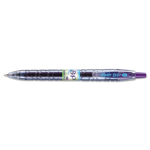 Pilot B2P Bottle-2-Pen Recycled Retractable Gel Pen, 0.7mm, Purple Ink, Translucent Blue Barrel
