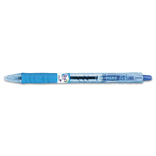 Pilot B2P Bottle-2-Pen Retractable Ballpoint Pen, 1mm, Blue Ink, Translucent Blue Barrel, Dozen