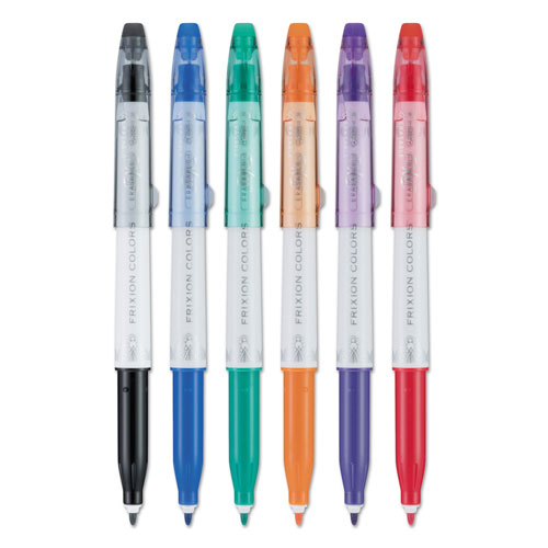 Pilot FriXion Colors Erasable Stick Marker Pen, 2.5mm, Assorted Ink, White Barrel, 6/Pack