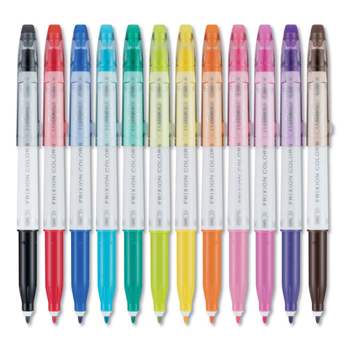 Pilot FriXion Colors Erasable Stick Marker Pen, 2.5mm, Assorted Ink/Barrel, 12/Set