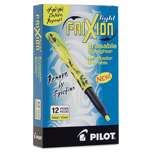 Pilot FriXion Light Erasable Highlighter, Chisel Tip, Yellow, Dozen