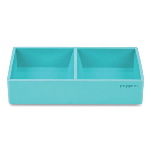 Poppin Softie This + That Tray, 2-Compartment, 3 x 6.25 x 1.5, Aqua