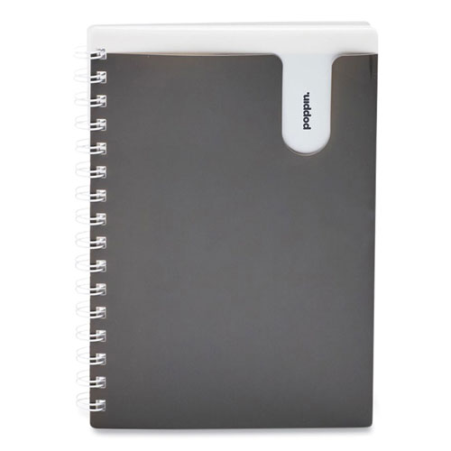 Poppin Pocket Notebook, 1 Subject, Medium/College Rule, Dark Gray Cover, 8.25 x 6, 80 Sheets