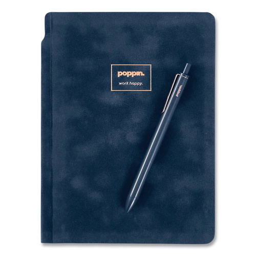 Poppin Velvet Sidekick Professional Notebook, 1 Subject, Wide/Legal Rule, Storm Blue Cover, 8.25 x 6.25, 80 Sheets